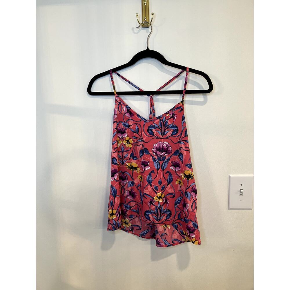 Hollister Floral Cami Tank Top Pink Strappy Boho Flowy Lightweight Summer Small - Picture 1 of 4